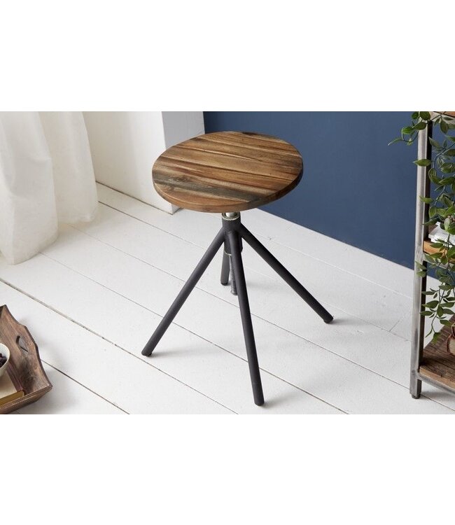 Invicta Interior In hoogte verstelbare zitkruk FACTORY Acacia verweerd industrieel ontwerp - 39711