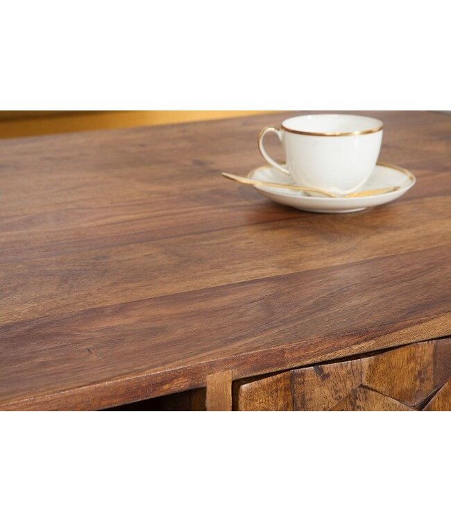 Invicta Interior Massieve salontafel MYSTIC LIVING 100cm Sheesham naturel 3D oppervlak massief hout - 39743