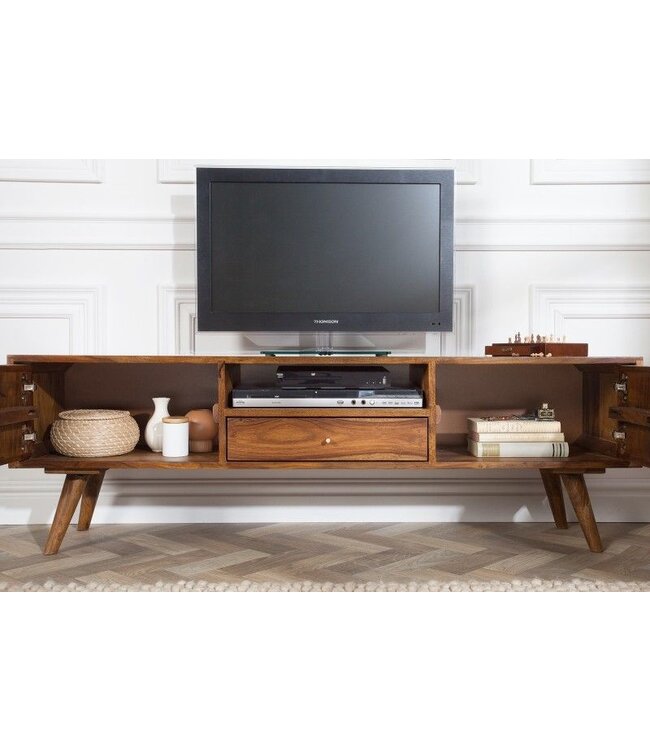 Invicta Interior Massief TV-bord MYSTIC LIVING 140cm Sheesham naturel 3D oppervlak massief hout - 39744