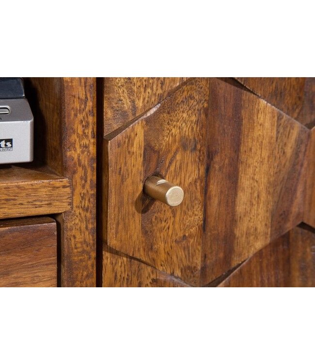 Invicta Interior Massief TV-bord MYSTIC LIVING 140cm Sheesham naturel 3D oppervlak massief hout - 39744