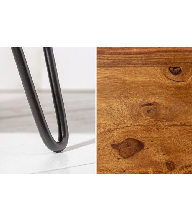 Invicta Interior Retro salontafel ORGANIC LIVING 70cm Sheesham palissander massief hout met opbergruimte Haarspeldpoten - 39752