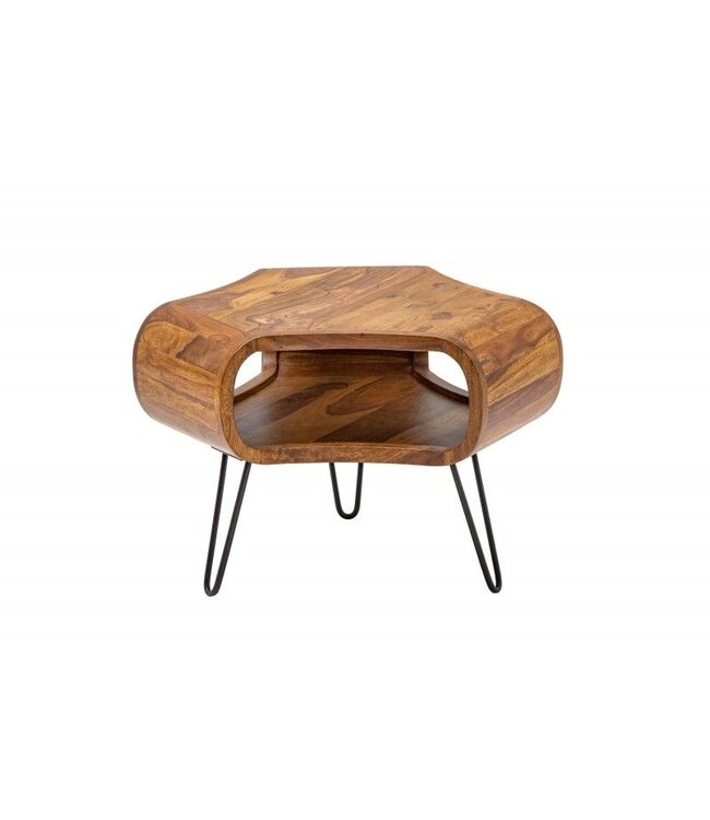 Invicta Interior Retro salontafel ORGANIC LIVING 70cm Sheesham palissander massief hout met opbergruimte Haarspeldpoten - 39752