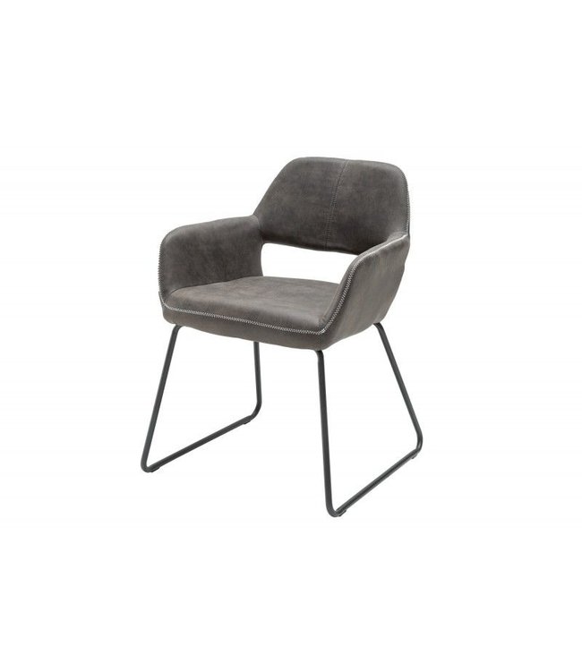 Invicta Interior Design stoel MUSTANG antiek grijs microvezel met armleuning - 39795