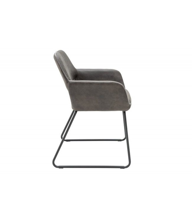Invicta Interior Design stoel MUSTANG antiek grijs microvezel met armleuning - 39795