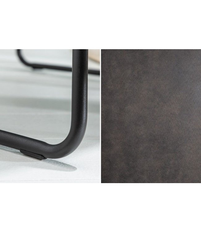 Invicta Interior Design stoel MUSTANG antiek grijs microvezel met armleuning - 39795