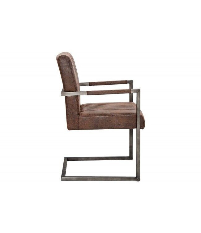 Invicta Interior Moderne sledefauteuil BIG ASTON vintage bruin geborsteld ijzeren frame - 39805