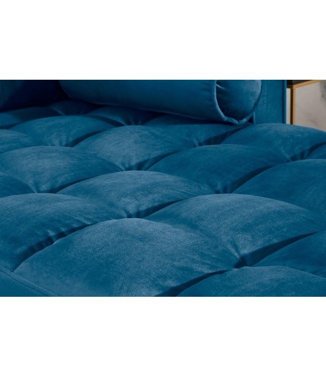 Invicta Interior Elegante hoekbank COSY VELVET 3-zitsbank met blauwe petrol fluwelen veerkern - 39847