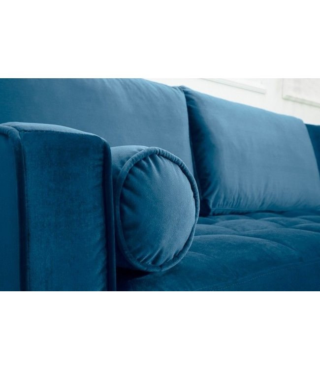 Invicta Interior Elegante hoekbank COSY VELVET 3-zitsbank met blauwe petrol fluwelen veerkern - 39847