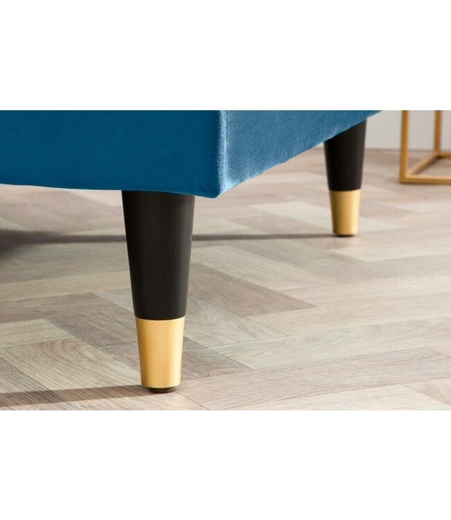 Invicta Interior Elegante hoekbank COSY VELVET 3-zitsbank met blauwe petrol fluwelen veerkern - 39847