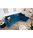 Invicta Interior Elegante hoekbank COSY VELVET 3-zitsbank met blauwe petrol fluwelen veerkern - 39847