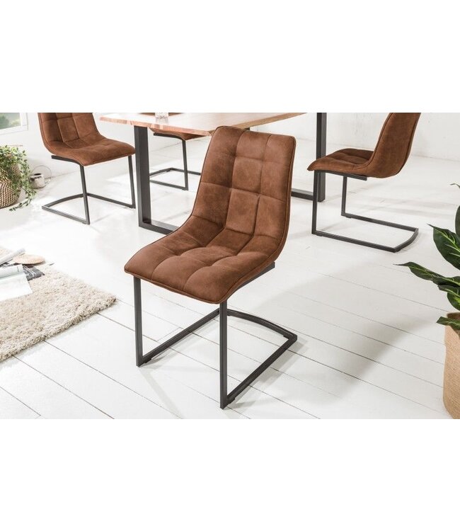 Invicta Interior Design sledestoel MIAMI lichtbruin metalen frame mat zwart - 39855