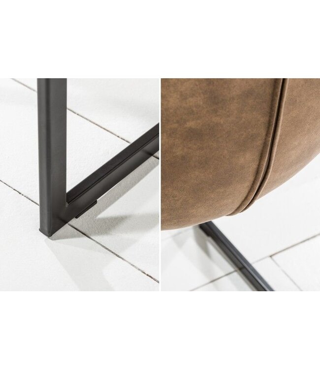 Invicta Interior Design sledestoel MIAMI taupe bruin metalen frame mat zwart - 39856