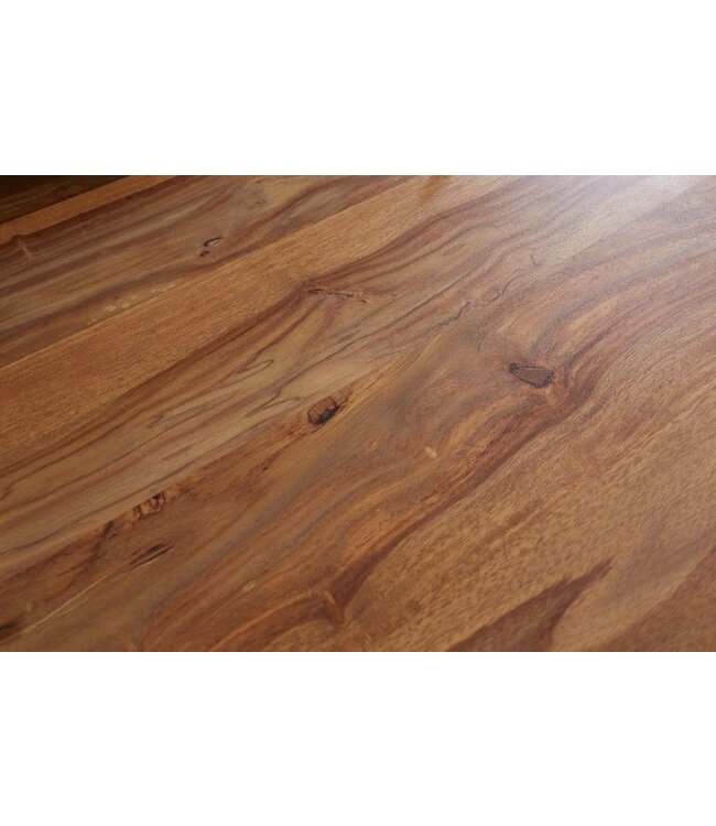 Invicta Interior Massief houten eettafel IRON CRAFT 120 cm natuurlijke Sheesham steenafwerking zwarte metalen poten loper - 39866