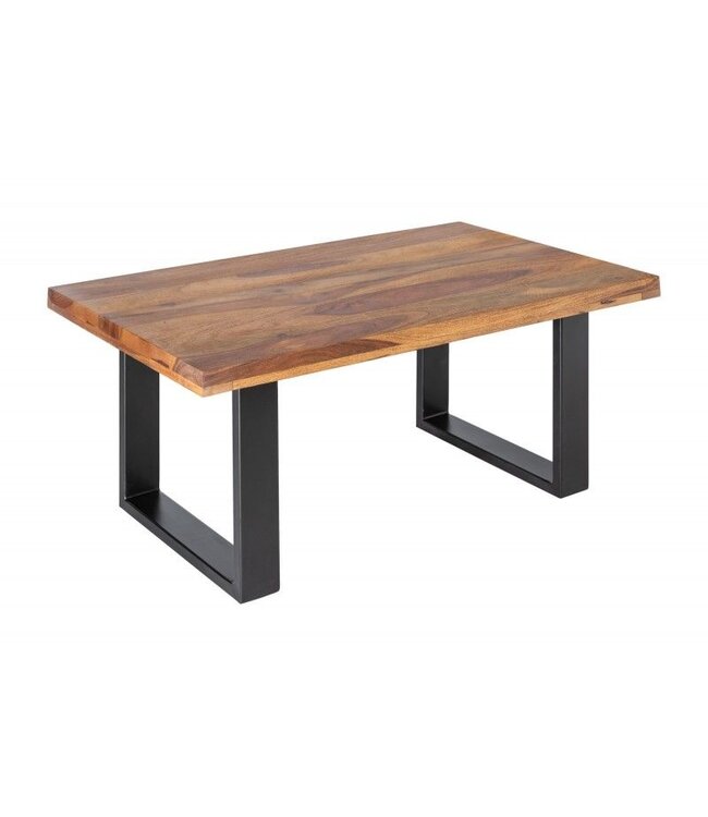 Invicta Interior Massief houten salontafel IRON CRAFT 100cm Sheesham steenafwerking Industrieel Design - 39871