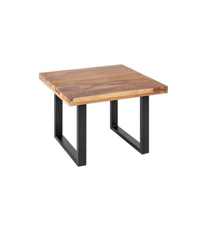 Invicta Interior Massief houten salontafel IRON CRAFT 60cm Sheesham steenafwerking Industrieel ontwerp - 39872