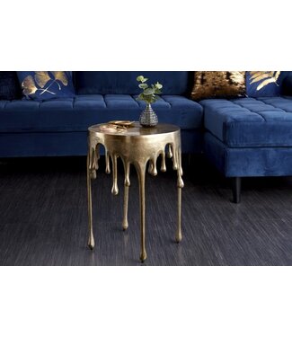 Invicta Interior Extravagante bijzettafel LIQUID LINE 50cm goud druppelvormig design metaal aluminium rond - 39882