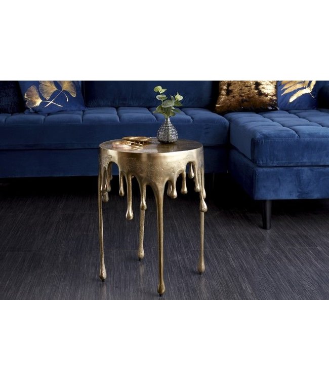 Invicta Interior Extravagante bijzettafel LIQUID LINE 50cm goud druppelvormig design metaal aluminium rond - 39882