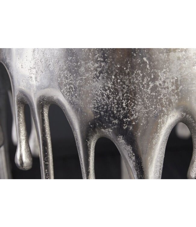 Invicta Interior Extravagante bijzettafel LIQUID LINE 50cm zilver traandesign metaal aluminium rond - 39883