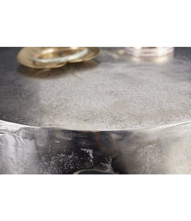 Invicta Interior Extravagante bijzettafel LIQUID LINE 50cm zilver traandesign metaal aluminium rond - 39883