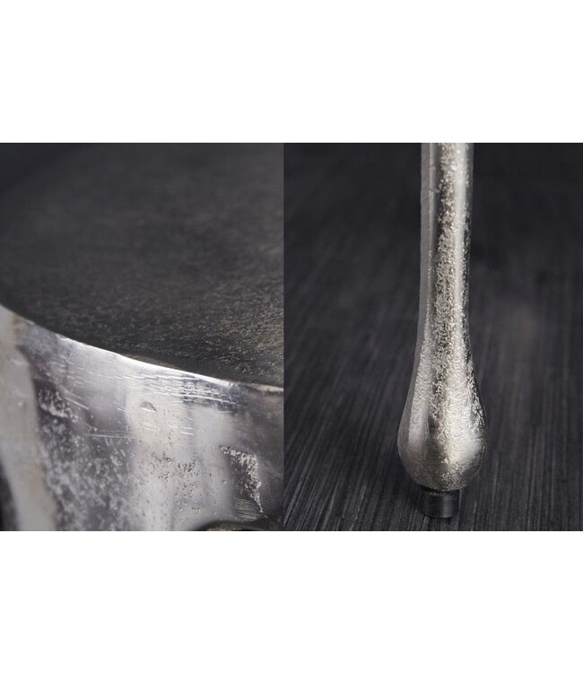 Invicta Interior Extravagante bijzettafel LIQUID LINE 50cm zilver traandesign metaal aluminium rond - 39883