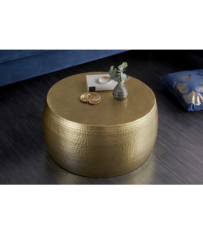Invicta Interior Ronde salontafel ORIENT III 60cm goud metaal gehamerd ontwerp handgemaakt - 39886