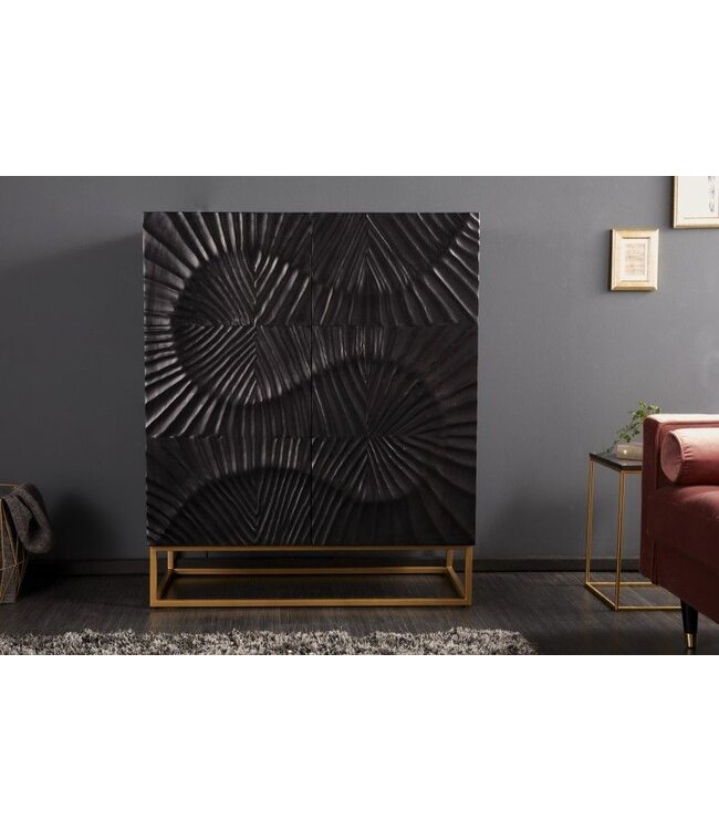 Invicta Interior Massief dressoir SCORPION 120cm zwart mangohout met gedetailleerde 3D-gravures - 39910