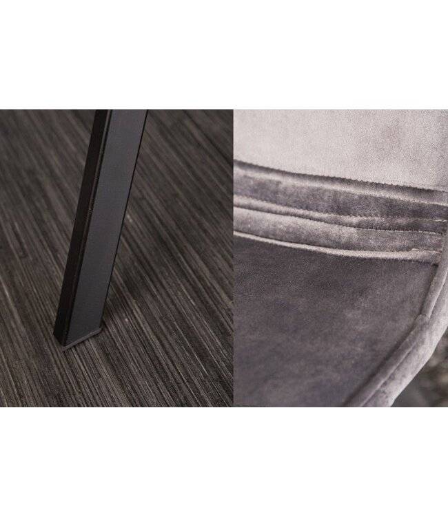 Invicta Interior Retro stoel AMSTERDAM CHAIR donkergrijs fluweel design klassieker - 39920