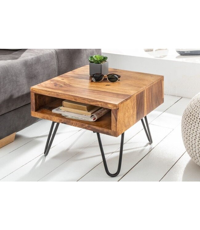 Invicta Interior Handgemaakte bijzettafel SCORPION 45cm Sheesham Hairpin Poten - 39957