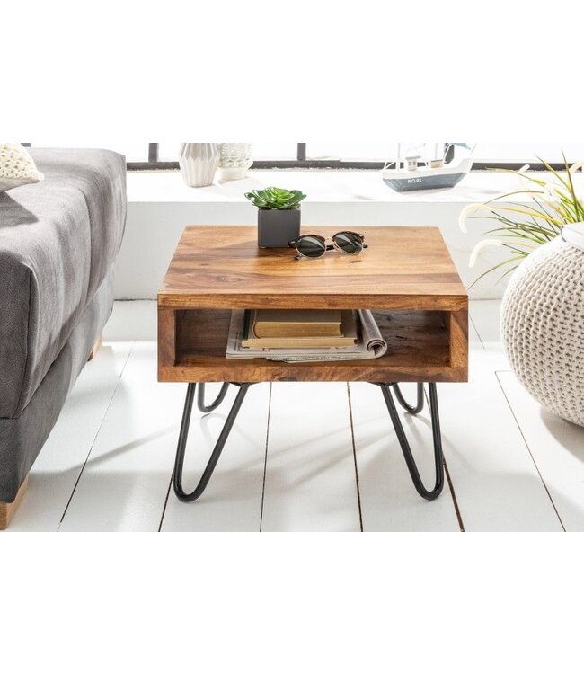 Invicta Interior Handgemaakte bijzettafel SCORPION 45cm Sheesham Hairpin Poten - 39957