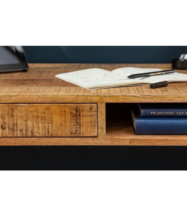Invicta Interior Massief bureau RETRO 120 cm mangohouten kantoortafel met lade - 39959