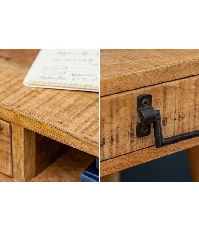 Invicta Interior Massief bureau RETRO 120 cm mangohouten kantoortafel met lade - 39959