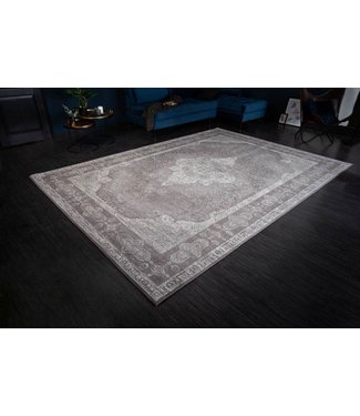 Invicta Interior Oosters katoenen vloerkleed PURE UNIQUE XXL 350x240cm antiek lichtgrijs geometrisch patroon - 39980