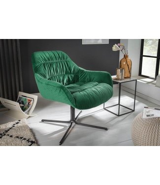 Invicta Interior Draaifauteuil BIG DUTCH smaragdgroen fluweel met armleuningen retrostijl - 40011