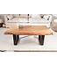 Invicta Interior Massief houten boomstam salontafel MAMMUT 110 cm acacia zwart metalen frame 3,5 cm tafelblad - 40014
