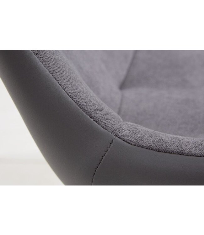 Invicta Interior Design stoel DIVANI lichtgrijs metalen frame zwart in retrostijl - 40017