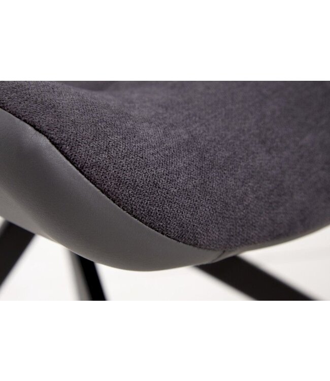 Invicta Interior Design stoel DIVANI donkergrijs metalen frame zwart in retrostijl - 40018