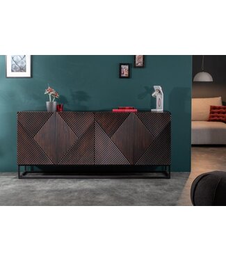 Invicta Interior Massief dressoir CREATIVO 177 cm mangohout, gedetailleerd retro-design aan de voorkant - 40049