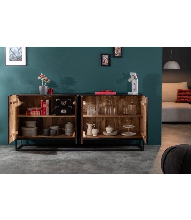 Invicta Interior Massief dressoir CREATIVO 177 cm mangohout, gedetailleerd retro-design aan de voorkant - 40049