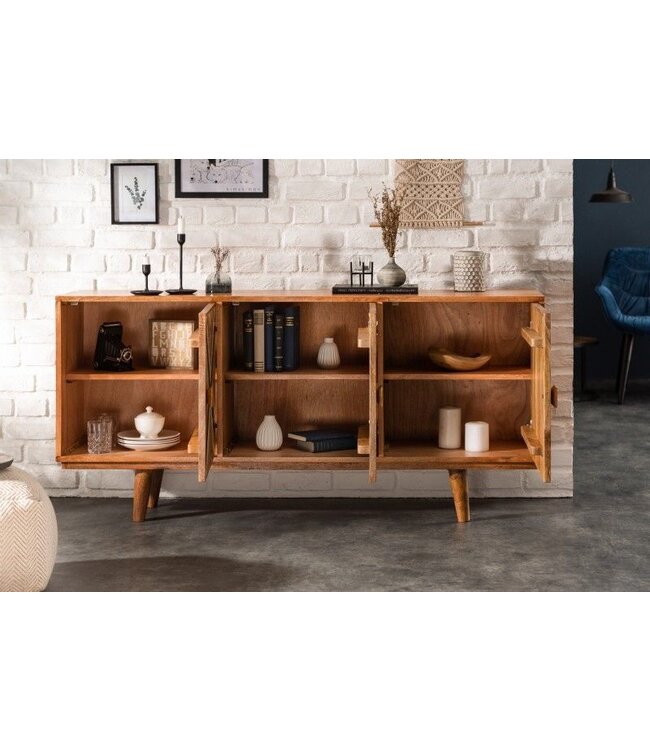 Invicta Interior Elegant dressoir LONG ISLAND 160cm mangohoutlook met retro patroon - 40053