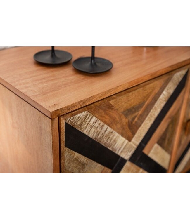 Invicta Interior Elegant dressoir LONG ISLAND 160cm mangohoutlook met retro patroon - 40053