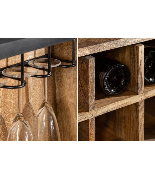 Invicta Interior Massieve barkast SCORPION 141cm zwart mangohout met 3D houtsnijwerk - 40054