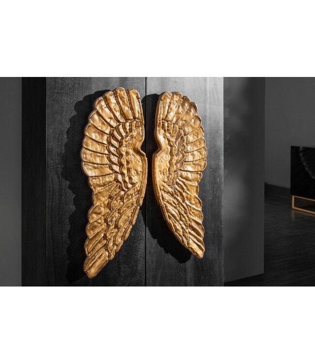 Invicta Interior Extravagant dressoir ANGEL 140cm zwart mangohout met gouden vleugels - 40056
