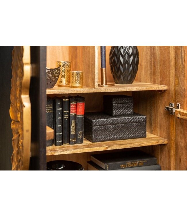 Invicta Interior Extravagant dressoir ANGEL 140cm zwart mangohout met gouden vleugels - 40056