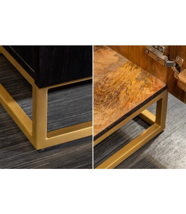 Invicta Interior Extravagant dressoir ANGEL 140cm zwart mangohout met gouden vleugels - 40056