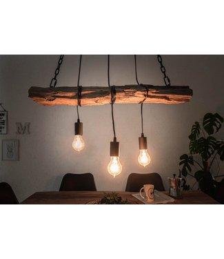Invicta Interior Industriële hanglamp BARRACUDA 70cm gerecycled massief hout met 3 lampjes - 40079