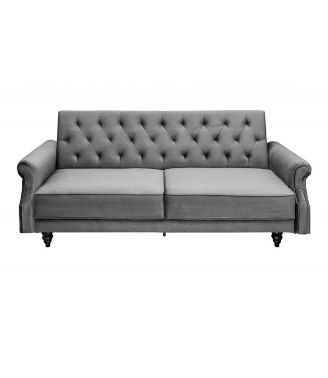 Invicta Interior Chesterfield 3-zitsbank MAISON BELLE AFFAIRE 220cm grijs fluweel 3-zits met slaapfunctie - 40083