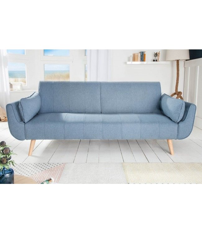 Invicta Interior Design slaapbank DIVANI 220cm lichtblauw bedfunctie 3-zitsbank Scandinavisch design - 40088