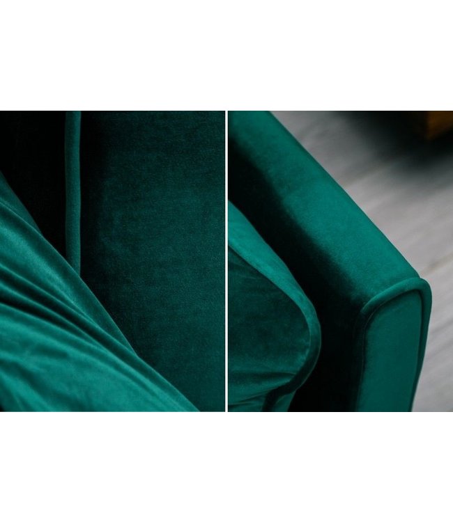 Invicta Interior Retro slaapbank DIVANI 220cm smaragdgroen fluweel 3-zitsbank met bedfunctie - 40089
