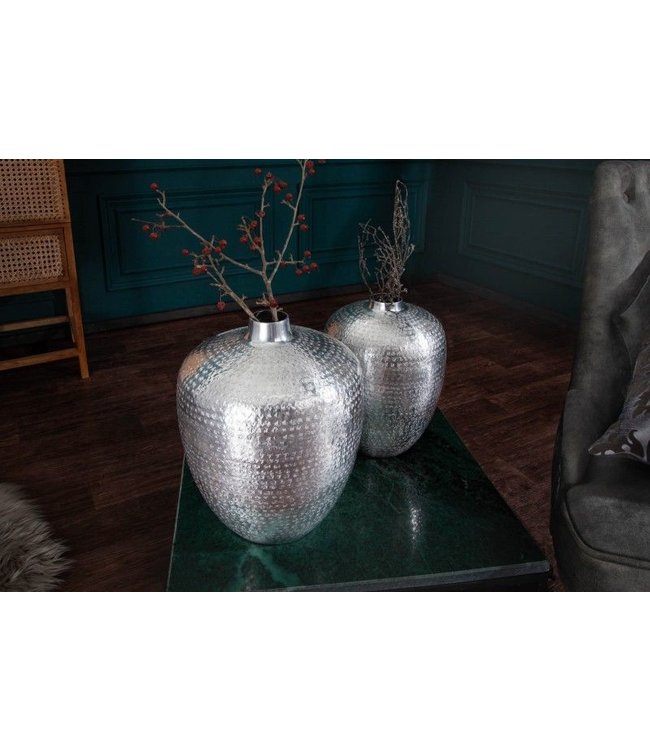 Invicta Interior Elegante vazen set van 2 OOSTERSE 33cm zilver met de hand versierd - 40102