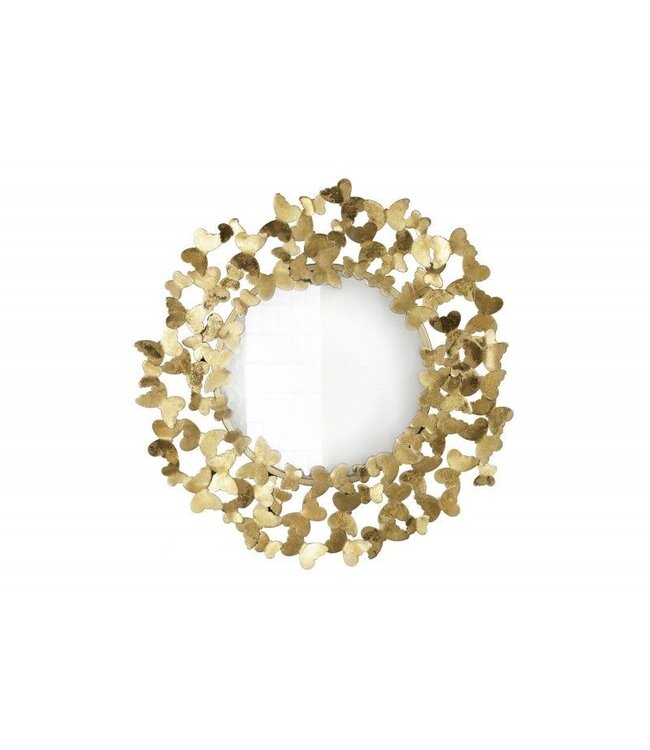 Invicta Interior Handgemaakte wandspiegel BUTTERFLY L 78cm bladgoudlook vlinderframe van metaal - 40104